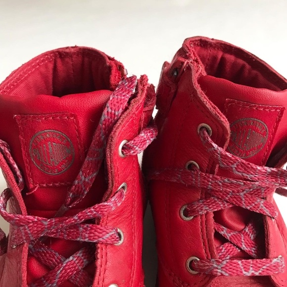 Palladium red leather boots VGUC - visible wear size 9 toddler - Picture 5 of 10